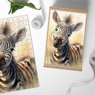Dřevěné puzzle Akvarelová zebra