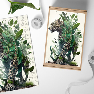 Dřevěné puzzle Přírodní leopard