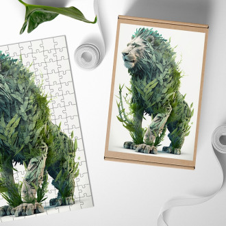 Dřevěné puzzle Přírodní lev