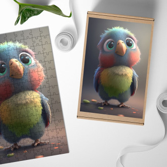 Dřevěné puzzle Animovaný papoušek