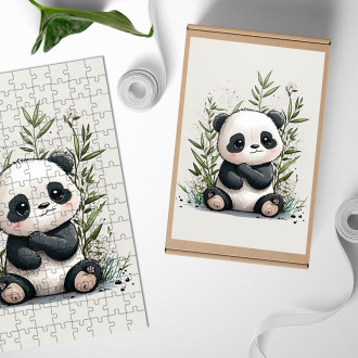 Dřevěné puzzle Malá panda