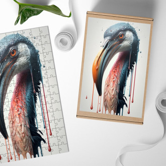 Dřevěné puzzle Graffiti plameňák