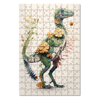 Dřevěné puzzle Květinový dinosaur