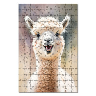 Dřevěné puzzle Akvarelová lama