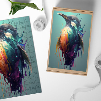 Dřevěné puzzle Graffiti tučňák 1