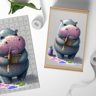 Dřevěné puzzle Malý hroch