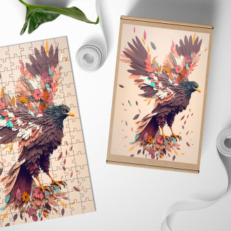 Dřevěné puzzle Květinový orel