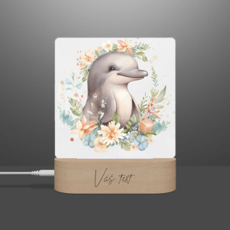 Dětská lampička Mládě delfína v květinách