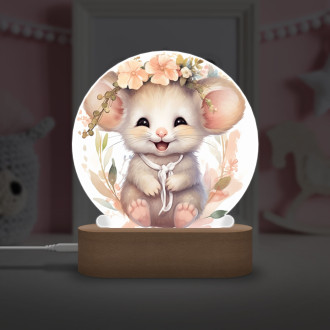 Dětská lampička Mládě myšky v květinách
