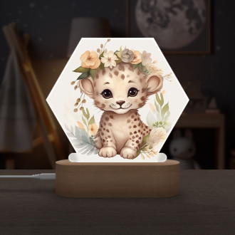Dětská lampička Mládě geparda  v květinách
