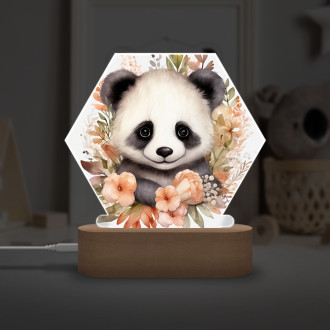 Dětská lampička Mládě pandy v květinách