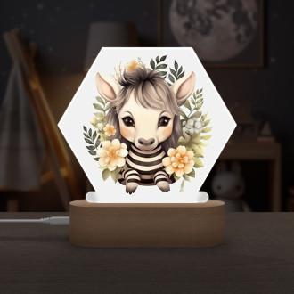Dětská lampička Mládě zebry v květinách