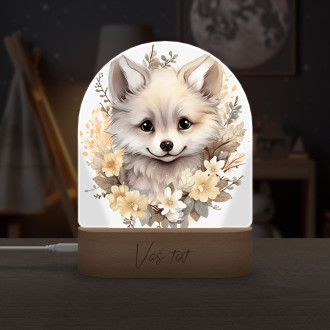 Dětská lampička Mládě bílé lišky v květinách