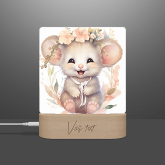 Dětská lampička Mládě myšky v květinách