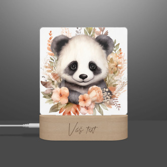 Dětská lampička Mládě pandy v květinách