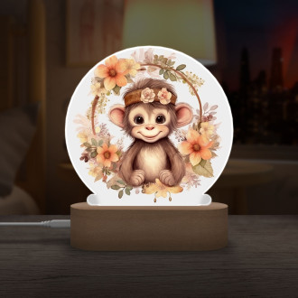 Dětská lampička Mládě opičky v květinách