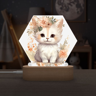 Dětská lampička Mládě kočky v květinách