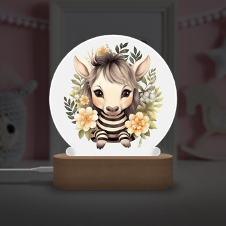 Dětská lampička Mládě zebry v květinách