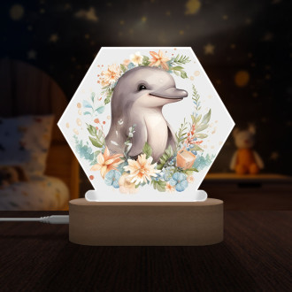 Dětská lampička Mládě delfína v květinách