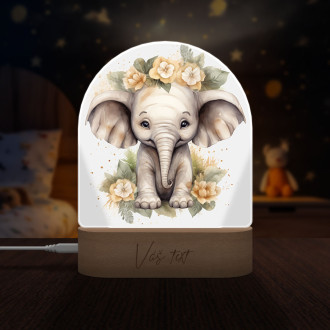 Dětská lampička Mládě slona v květinách