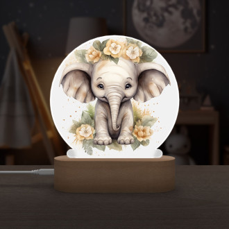 Dětská lampička Mládě slona v květinách