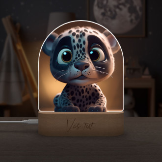 Dětská lampička Roztomilý animovaný sněžný leopard
