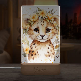 Lampa Mládě leoparda  v květinách