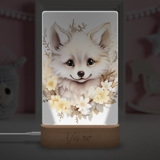 Lampa Mládě bílé lišky v květinách