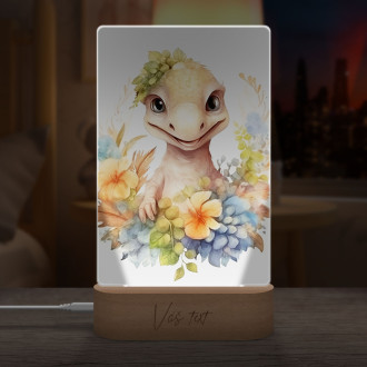 Lampa Mládě dinosaura v květinách