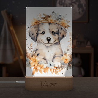 Lampa Mládě psa v květinách