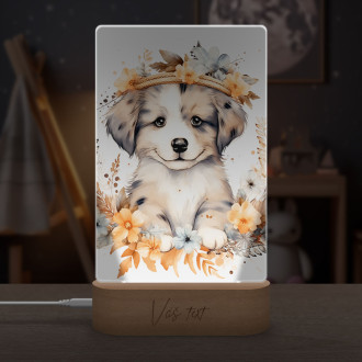 Lampa Mládě psa v květinách