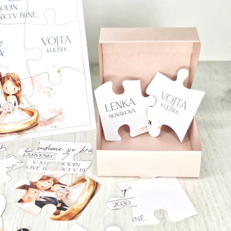 Svatební oznámení Puzzle s krabičkou 2501