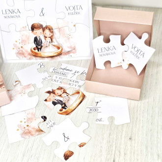 Svatební oznámení Puzzle s krabičkou 2501